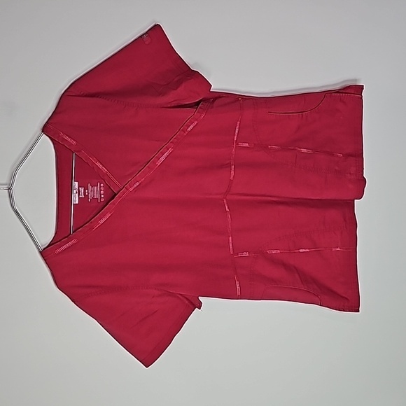 Health Pro medium pink stretch short sleeve scrub top - Picture 1 of 6